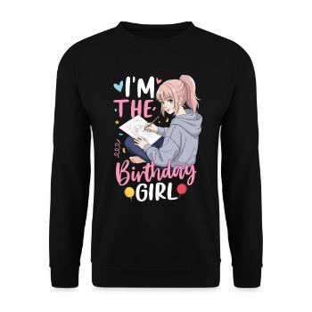 Je suis la fille d’anniversaire - Sweat-shirt Unisexe - noir - Devant - Alina (178cm) & Michal (187cm)