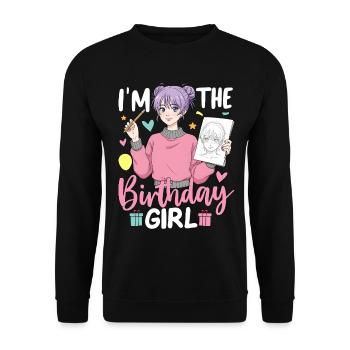 Je suis la fille d’anniversaire - Sweat-shirt Unisexe - noir - Devant - Alina (178cm) & Michal (187cm)