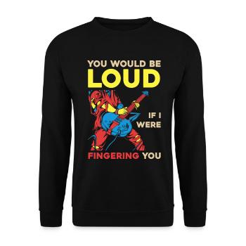 Lauter Rock-Gitarrenspruch - Unisex Pullover - Schwarz - Vorne - Alina (178cm) & Michal (187cm)