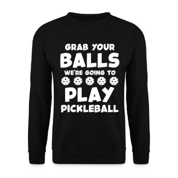 Letting de la devise du pickleball - Sweat-shirt Unisexe - noir - Devant - Alina (178cm) & Michal (187cm)