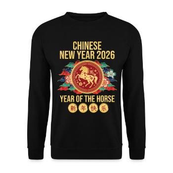 Chinese New Year 2026 Year Of Horse Chinese Zodiac - Unisex Sweatshirt - black - Front - Alina (178cm) & Michal (187cm)