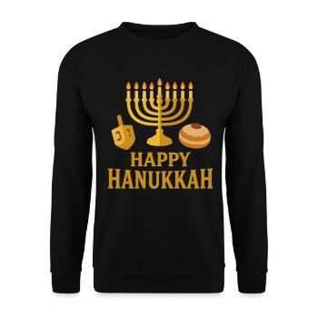 Golden Menorah Happy Hanukkah - Unisex Sweatshirt - black - Front - Alina (178cm) & Michal (187cm)