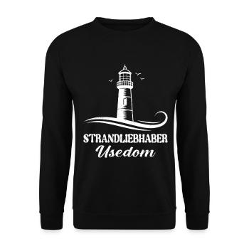 Usedom Holiday BEACH LOVERS USEDOM Lighthouse - Unisex Sweatshirt - black - Front - Alina (178cm) & Michal (187cm)