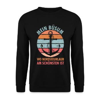 Büsumer MEIN BÜSUM WO NORDSEE URLAUB AM SCHÖNSTEN - Unisex Pullover - Schwarz - Vorne - Alina (178cm) & Michal (187cm)