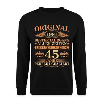 1981 Millésime parfaitement maturé 45e anniversaire - Sweat-shirt Unisexe - noir - Devant - Alina (178cm) & Michal (187cm)
