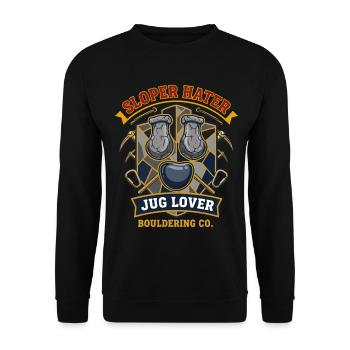 Sloper Hater Krug Lover Bouldering Co Lustig - Unisex Pullover - Schwarz - Vorne - Alina (178cm) & Michal (187cm)