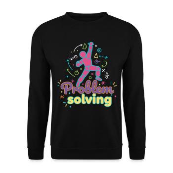 Problemlösung, Klettern, Felsen, Bouldern, Spaß - Unisex Pullover - Schwarz - Vorne - Alina (178cm) & Michal (187cm)