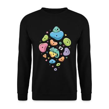 Funny Chameleon Rock Climbing Bouldering Adventure - Unisex Sweatshirt - black - Front - Alina (178cm) & Michal (187cm)