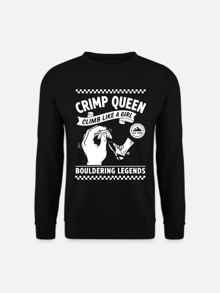 Crimp Queen klettert wie ein Mädchen beim Bouldering Legends - Unisex Pullover - Schwarz