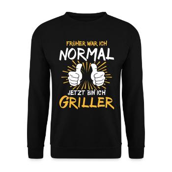Griller Spruch - Unisex Pullover - Schwarz - Vorne - Alina (178cm) & Michal (187cm)