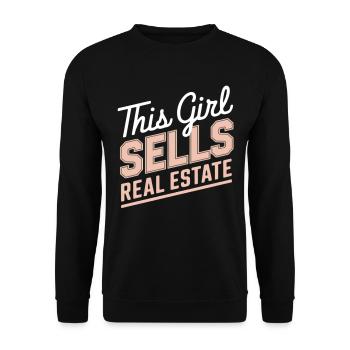 This Girl Sells Real Estate - Unisex Pullover - Schwarz - Vorne - Alina (178cm) & Michal (187cm)