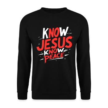 Connais Jésus, connais la paix - Sweat-shirt Unisexe - noir - Devant - Alina (178cm) & Michal (187cm)