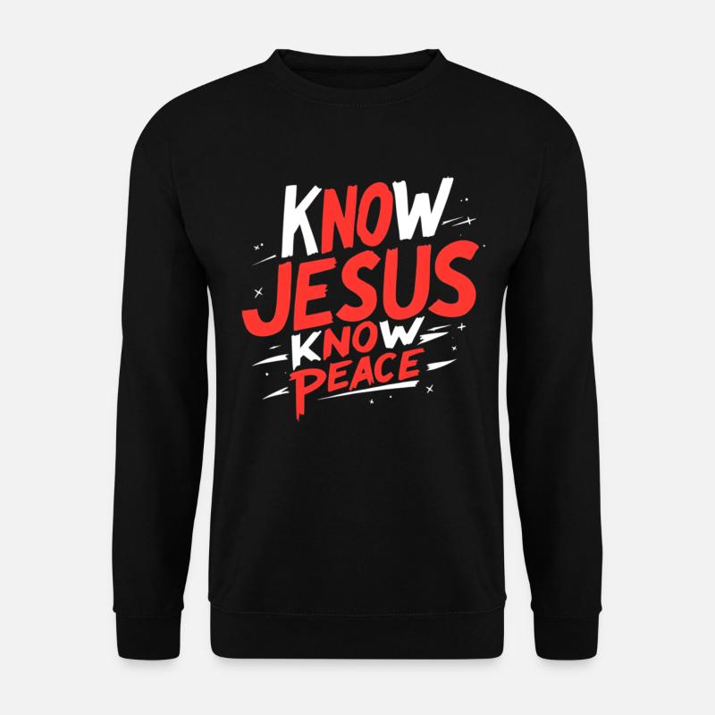 Kenne Jesus, kenne Frieden - Unisex Pullover - Schwarz