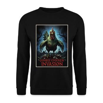 Zombie Chicken Invasion - Unisex Sweatshirt - black - Front - Alina (178cm) & Michal (187cm)