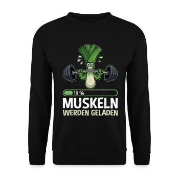 Gewichtheber MUSKELN WERDEN GELADEN Lustiges - Unisex Pullover - Schwarz - Vorne - Alina (178cm) & Michal (187cm)