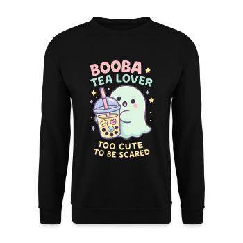 Bubble Tea Ghost, Cute Boba Lover - Unisex Sweatshirt - black - Front - Alina (178cm) & Michal (187cm)