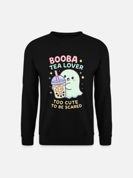 Bubble Tea Ghost, Cute Boba Lover - Unisex Sweatshirt - black