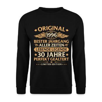 Anniversaire 1996 - 30 ans - Sweat-shirt Unisexe - noir - Devant - Alina (178cm) & Michal (187cm)