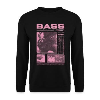 Bassgitarrenliebhaber Bassist Streetwear - Unisex Pullover - Schwarz - Vorne - Alina (178cm) & Michal (187cm)