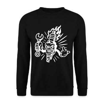 Bad Spark – Cheeky spark plug with screw connections - Unisex Sweatshirt - black - Front - Alina (178cm) & Michal (187cm)