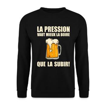 La Pression Vaut Mieux La Boire Humour Bière - Sweat-shirt Unisexe - noir - Devant - Alina (178cm) & Michal (187cm)