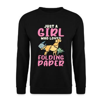 Girl Loves Origami Paper Art - Unisex Sweatshirt - black - Front - Alina (178cm) & Michal (187cm)