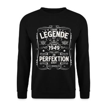 76e anniversaire Millésime décembre 1949 - Sweat-shirt Unisexe - noir - Devant - Alina (178cm) & Michal (187cm)