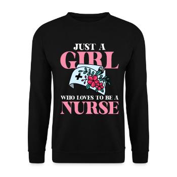 Just a woman who loves nurse - Unisex Sweatshirt - black - Front - Alina (178cm) & Michal (187cm)