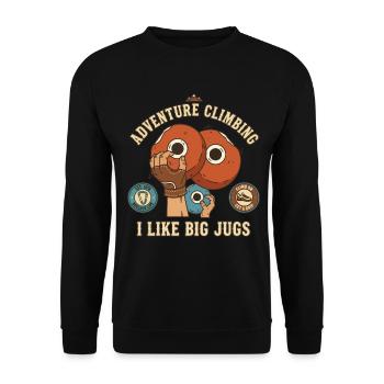 Adventure Climbing I Like Big Jugs Rock - Unisex Sweatshirt - black - Front - Alina (178cm) & Michal (187cm)