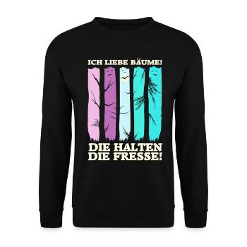 Forest Nature Trees Nature Lover Forest Bathing Gift - Unisex Sweatshirt - black - Front - Alina (178cm) & Michal (187cm)