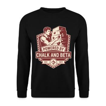 Powered By Chalk And Beta Climbing Humor - Unisex Sweatshirt - black - Front - Alina (178cm) & Michal (187cm)