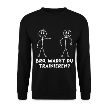 Strichmännchen HAST DU TRAINIERT Lustiges - Unisex Pullover - Schwarz - Vorne - Alina (178cm) & Michal (187cm)