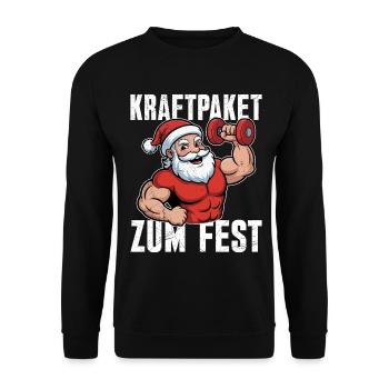 Santa Claus FORCE POUR LE FESTIN Fun - Sweat-shirt Unisexe - noir - Devant - Alina (178cm) & Michal (187cm)