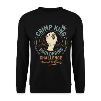 Crimp King Bouldering Challenge Ascend to Glory - Unisex Sweatshirt - black - Front - Alina (178cm) & Michal (187cm)