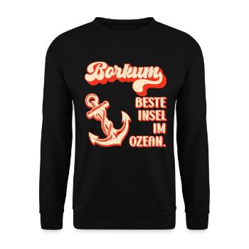 Île de Borkum BORKUM MEILLEURE ÎLE DE L’OCÉAN Drôle - Sweat-shirt Unisexe - noir - Devant - Alina (178cm) & Michal (187cm)