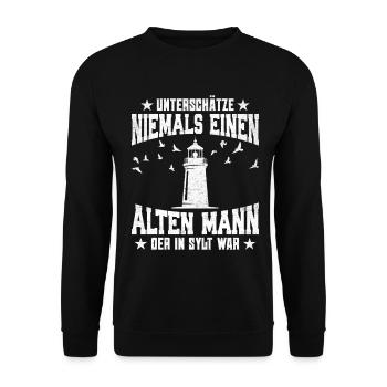 NEVER UNDERESTIMATE AN OLD MAN - Unisex Sweatshirt - black - Front - Alina (178cm) & Michal (187cm)