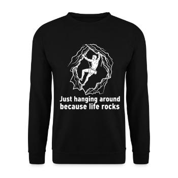 Life Rocks Bouldering Climbing Fun Design - Unisex Sweatshirt - black - Front - Alina (178cm) & Michal (187cm)