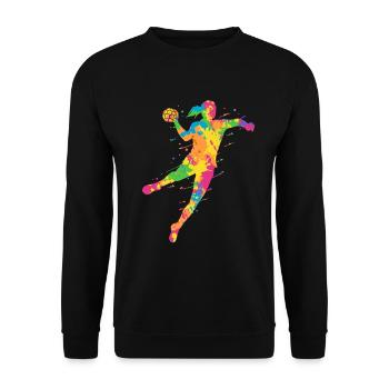 Handball Women Colorful Handball Player Handball Player - Unisex Sweatshirt - black - Front - Alina (178cm) & Michal (187cm)