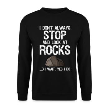 I Don't Always Stop And Look At Rocks Funny Lapida - Unisex Pullover - Schwarz - Vorne - Alina (178cm) & Michal (187cm)