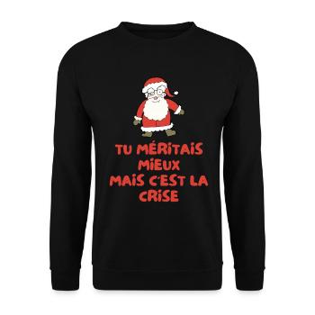 Weihnachtsmann-Krisen-Humor Weihnachtsgeschenk Humorvoll - Unisex Pullover - Schwarz - Vorne - Alina (178cm) & Michal (187cm)