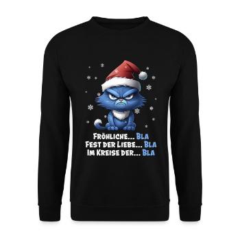 I Hate Christmas - Grumpy Blue Cat - Unisex Sweatshirt - black - Front - Alina (178cm) & Michal (187cm)