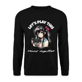 Lets Play Together - Gaming Design - Unisex Pullover - Schwarz - Vorne - Alina (178cm) & Michal (187cm)