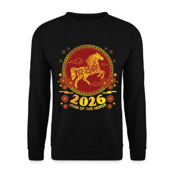 2026 Year Of Horse Chinese New Year Chinese Zodiac - Unisex Sweatshirt - black - Front - Alina (178cm) & Michal (187cm)