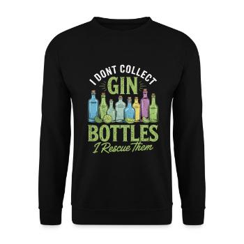 Gin I Don't Collect Gin Bottles I Rescue Them - Unisex Sweatshirt - black - Front - Alina (178cm) & Michal (187cm)