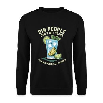 Gin People Don't Get Drunk Botanicaly Inspired - Unisex Sweatshirt - black - Front - Alina (178cm) & Michal (187cm)