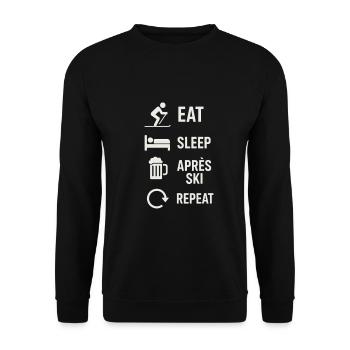 Eat Sleep Après Ski Repeat - Unisex Sweatshirt - black - Front - Alina (178cm) & Michal (187cm)