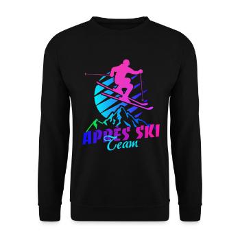 Après l’équipe de ski, sports d’hiver, vacances de ski, années 80 - Sweat-shirt Unisexe - noir - Devant - Alina (178cm) & Michal (187cm)