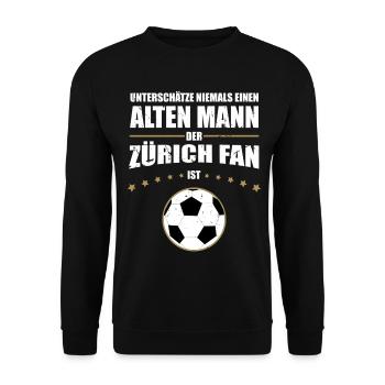 Alter Mann - Zürich Fan | Retro Vintage Edition - Unisex Pullover - Schwarz - Vorne - Alina (178cm) & Michal (187cm)