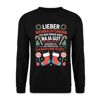 Dear Santa Claus shirt, I'll buy it myself - Unisex Sweatshirt - black - Front - Alina (178cm) & Michal (187cm)