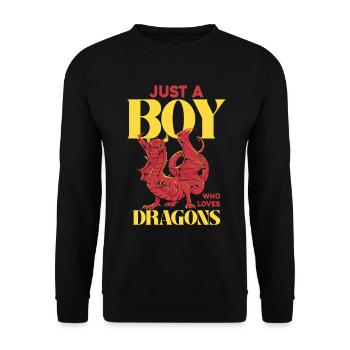 Nur ein Junge liebt Drachen - Unisex Pullover - Schwarz - Vorne - Alina (178cm) & Michal (187cm)